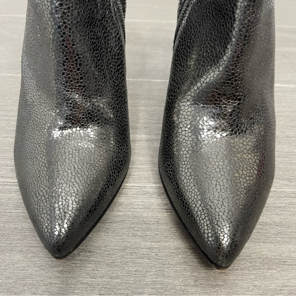 Giampaolo Viozzi Metallic Crackle Leather Ankle Boots Block Heel Booties Italy 7 - Picture 6 of 16